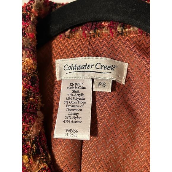 Coldwater Creek Tweed PS Womens Blazer Jacket Fall Color Lined 2 Pockets Classic - Picture 6 of 7